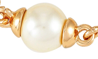 T Tahari Imitation Pearl Toggle Bracelet In Goldtone