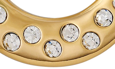 Shop T Tahari Crystal Embellished Hoop Earrings In Goldtone