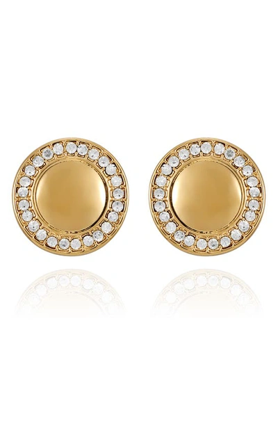 Shop T Tahari Pavé Crystal Stud Earrings In Goldtone