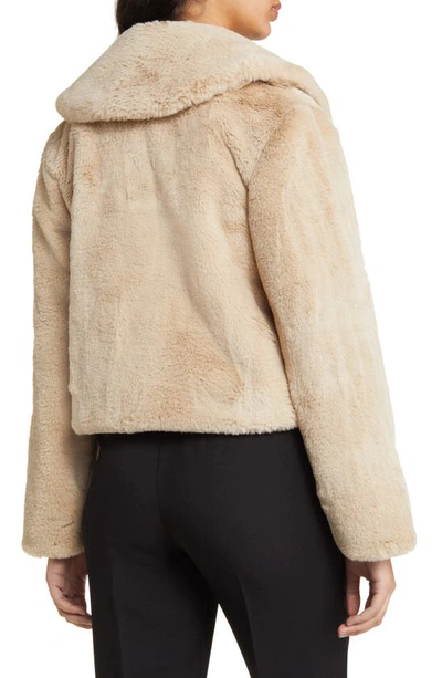 Open Edit Zip Front Faux Fur Jacket In Beige Hummus