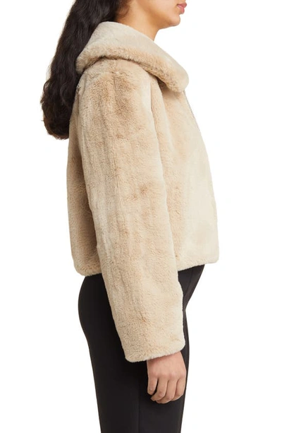 Open Edit Zip Front Faux Fur Jacket In Beige Hummus