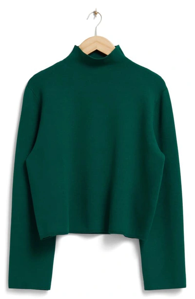 Shop & Other Stories Boxy Crop Turtleneck Sweater In Green