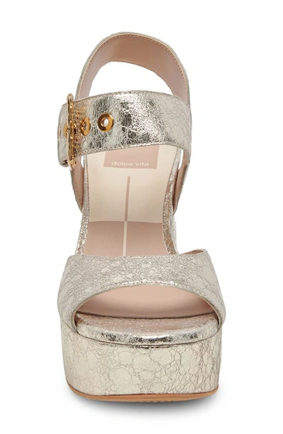 Shop Dolce Vita Bobby Platform Sandal In Platinum Leather