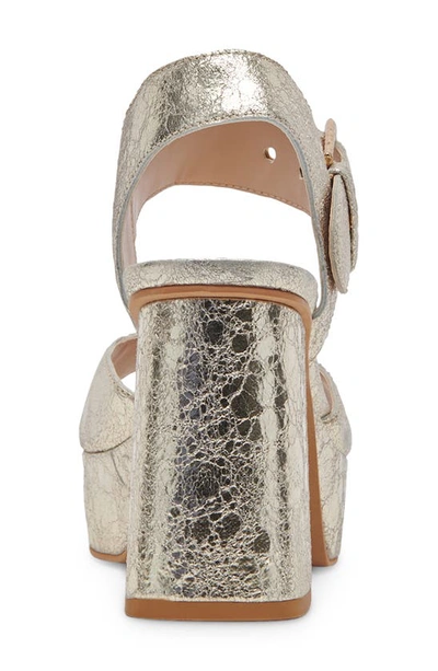 Dolce Vita Bobby Imitation Pearl Ankle Strap Platform Sandal In Platinum Leather