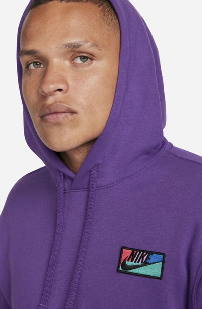 Shop Nike Club Cotton Blend Fleece Hoodie In Purple Cosmos/ Purple Cosmos