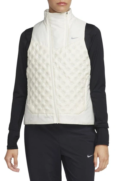 Shop Nike Therma-fit Aeroloft Water-repellent Down Vest In Pale Ivory