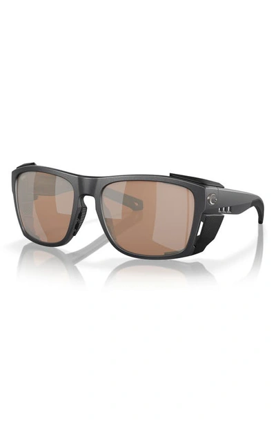 Costa Del Mar King Tide 6 58mm Polarized Rectangular Sunglasses In Copper Silver Mirror