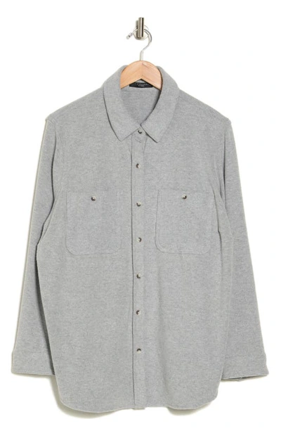 Shop T Tahari Brushed Long Sleeve Button-up Shirt In H.grey