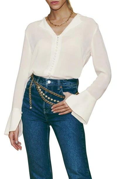 Shop Reformation Jeremiah Button-up Blouse In Gossamer
