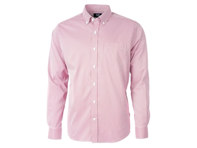 Shop Cutter & Buck Versatech Pinstripe Stretch Mens Long Sleeve Dress Shirt In Pink