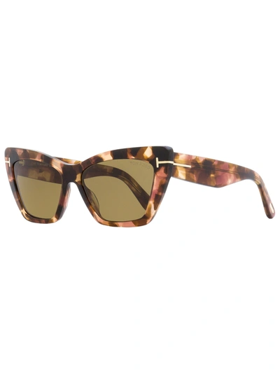 Shop Tom Ford Women's Cat Eye Sunglasses Tf871 Wyatt 55j Rose Havana 56mm In Green