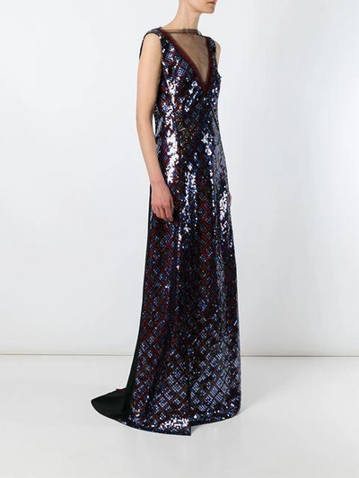 Shop Marc Jacobs Plaid Sequined Sleeveless Gown