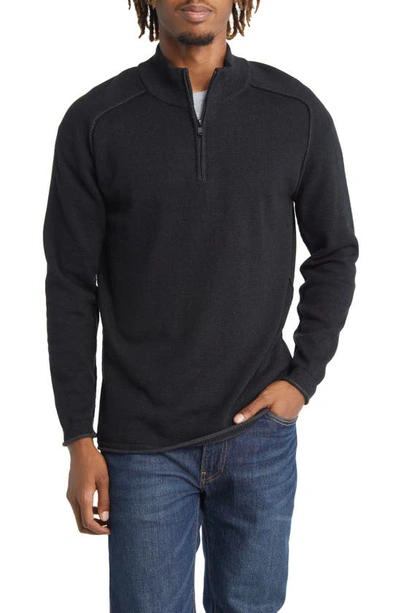 Shop The Normal Brand Jimmy Cotton Quarter-zip Sweater In Black
