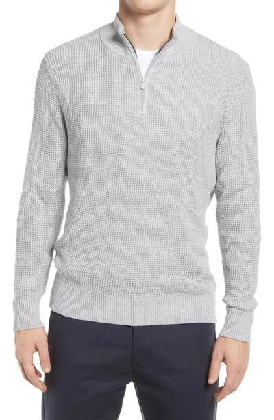 Shop The Normal Brand Waffle Knit Quarter Zip Pullover In Grey