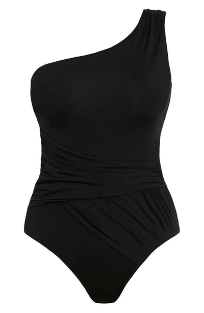 Shop Magicsuit Plot Twist Nessa One-shoulder One-piece Swimsuit In Black