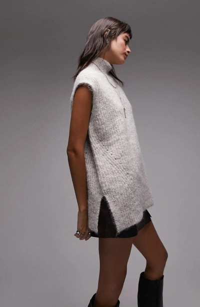Shop Topshop Fluffy Sweater Vest In Stone