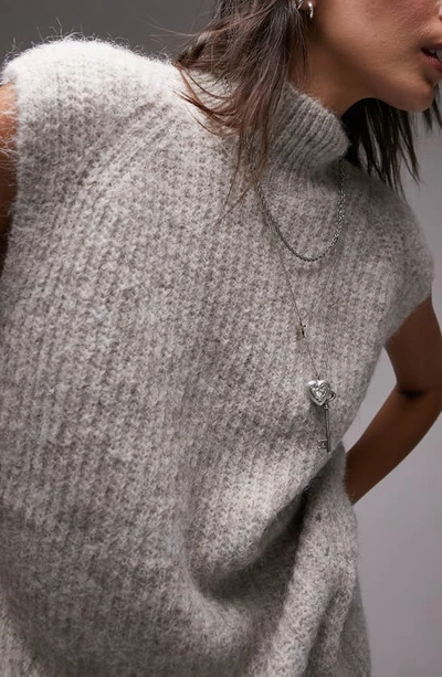 Shop Topshop Fluffy Sweater Vest In Stone