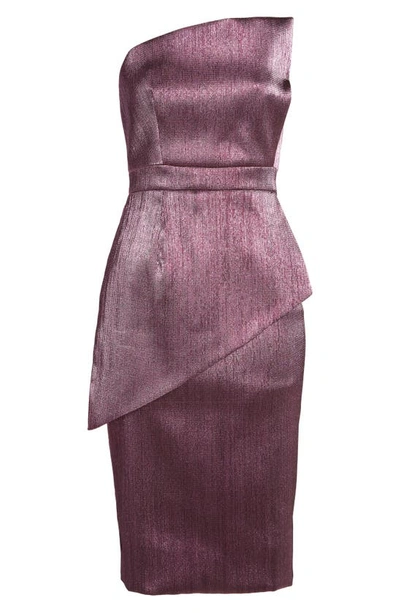 Shop Black Halo Lenora Lamé Cocktail Sheath Dress In Purple Passion