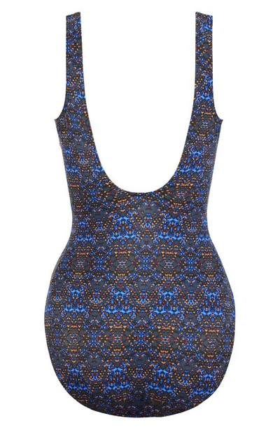 Shop Miraclesuit Thebes X Cross Escape One-piece Swimsuit In Blue Multi