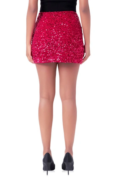 Shop Endless Rose Sequins Velvet Miniskirt In Fuchsia