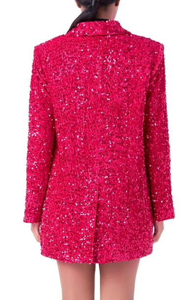 Shop Endless Rose Sequins Velvet Blazer In Fuchsia