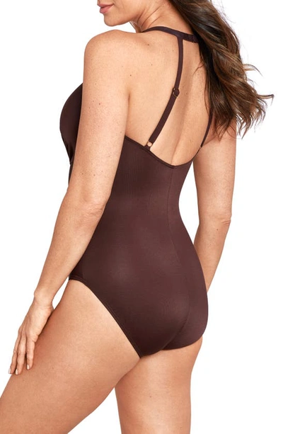 Shop Miraclesuit Illusionist Wrapture One-piece Swimsuit In Sumatra Brown