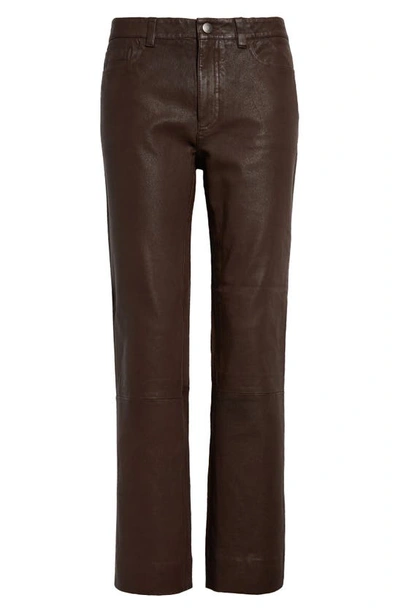 Shop Atm Anthony Thomas Melillo Crop Flare Leather Pants In Chocolate
