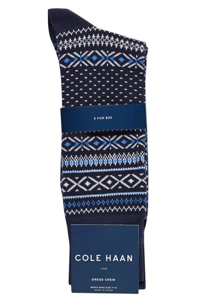 Shop Cole Haan Fair Isle Dress Socks In Dark Blue