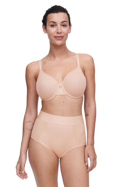 Shop Chantelle Lingerie Smooth Lines Back Smoothing Minimizer Underwire Bra In Beige Blush