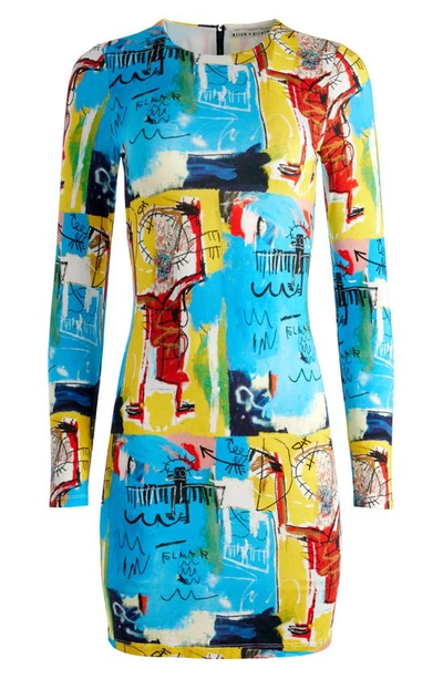 Shop Alice And Olivia Delora Mixed Print Long Sleeve Body-con Minidress In Untitled