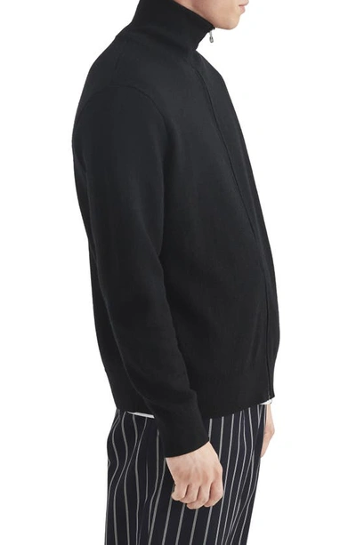 Shop Rag & Bone York Andrew Merino Wool Blend Zip-up Cardigan In Black