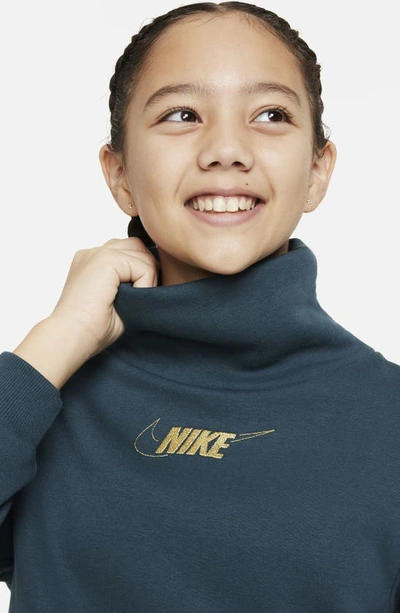 Shop Nike Kids' Sportswear Club Fleece Sweatshirt In Deep Jungle/ Metallic Gold
