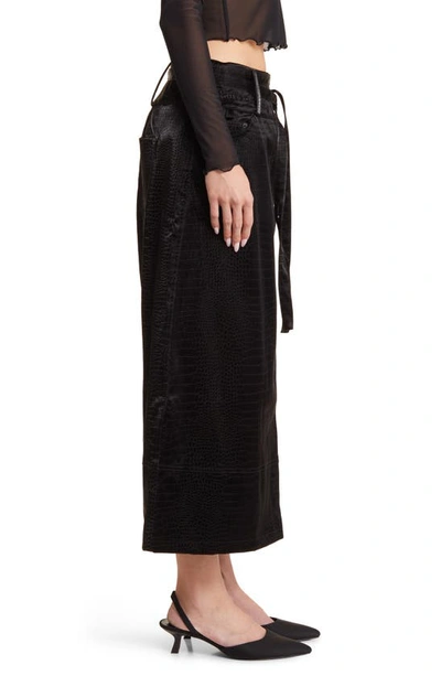 Shop House Of Sunny Embossed Low Rider Faux Leather Maxi Skirt In Noir