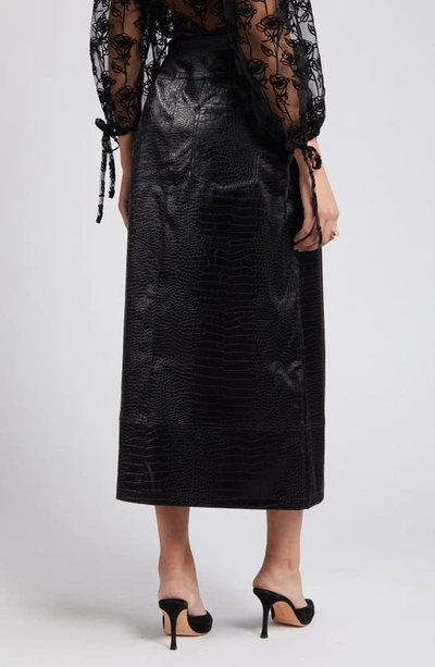 Shop House Of Sunny Embossed Low Rider Faux Leather Maxi Skirt In Noir