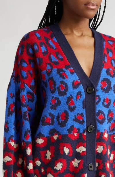 Shop Farm Rio Mix Leopard Spot Cardigan In Blue Multi