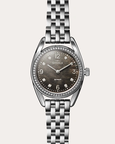 Shop Shinola Women's Derby 30.5mm Diamond & Black Pearl Bracelet Watch