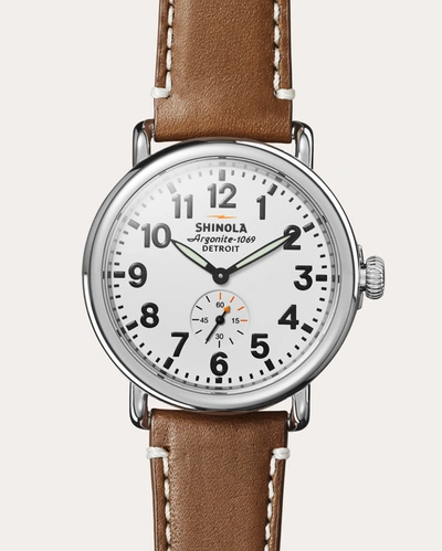 Shop Shinola Men's Runwell 41mm Tan Leather-strap Watch In White