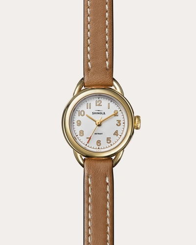 Shop Shinola Women's Runabout 25mm Tan Leather-strap Watch In Silver