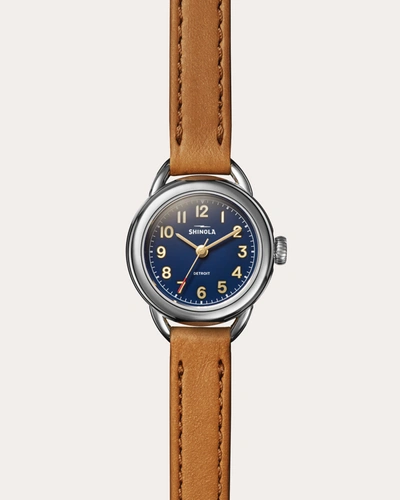 Shop Shinola Women's Runabout 25mm Bourbon Leather-strap Watch In Blue
