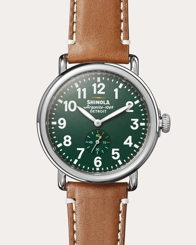 Shop Shinola Men's Runwell 41mm Largo Tan Leather-strap Watch In Green