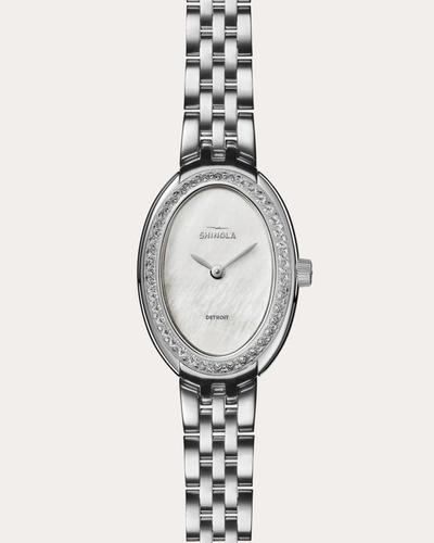 Shop Shinola Women's Book Diamond & Mother Of Pearl Bracelet Watch In White