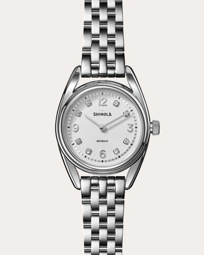 Shop Shinola Women's Derby 30.5mm Diamond & Stainless Steel Bracelet Watch In Silver