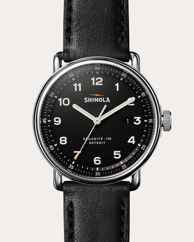 Shop Shinola Men's Stainless Steel Canfield C56 43mm Leather-strap Watch In Black