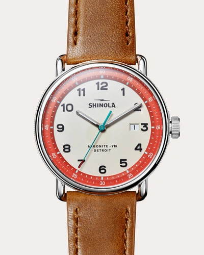 Shop Shinola Men's Canfield C56 43mm Bourbon Leather-strap Watch In Grey