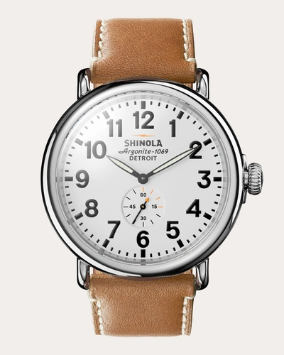 Shop Shinola Men's Runwell 47mm Leather-strap Watch In White