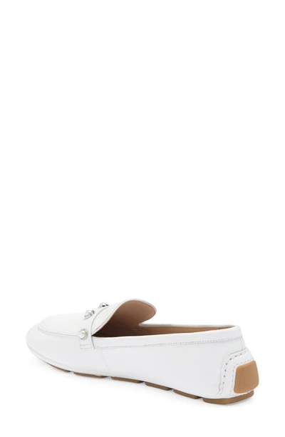 Shop Stuart Weitzman Imitation Pearl Driving Loafer In White.