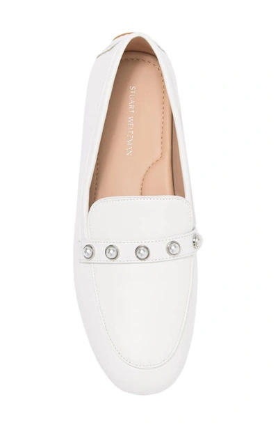 Shop Stuart Weitzman Imitation Pearl Driving Loafer In White.