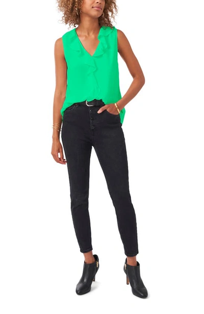 Shop Vince Camuto Ruffle Neck Sleeveless Georgette Blouse In Vivid Green