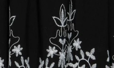Forgotten Grace Embroidered Trim Peasant Tunic Top In Black/white