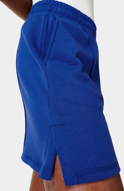 Shop Sweaty Betty After Class Cotton Blend Shorts In Hour Blue